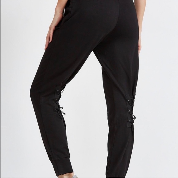CALE Pants - Calé Corrine Black Corset‎ Pull on Pants Joggers Sz M